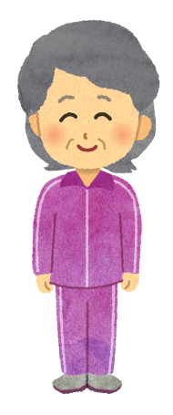 紫のジャージを着たおばあちゃんのイラスト