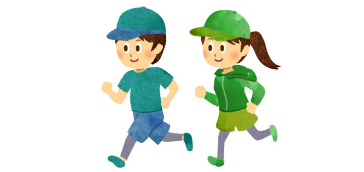 二人でランニング