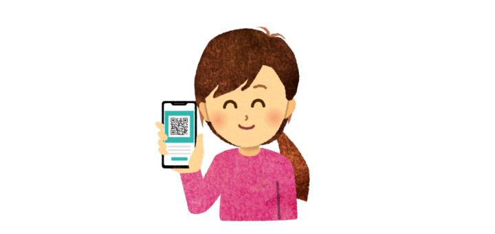 電子証明をかざす女性