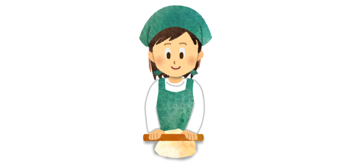 生地を麺棒でのばしている